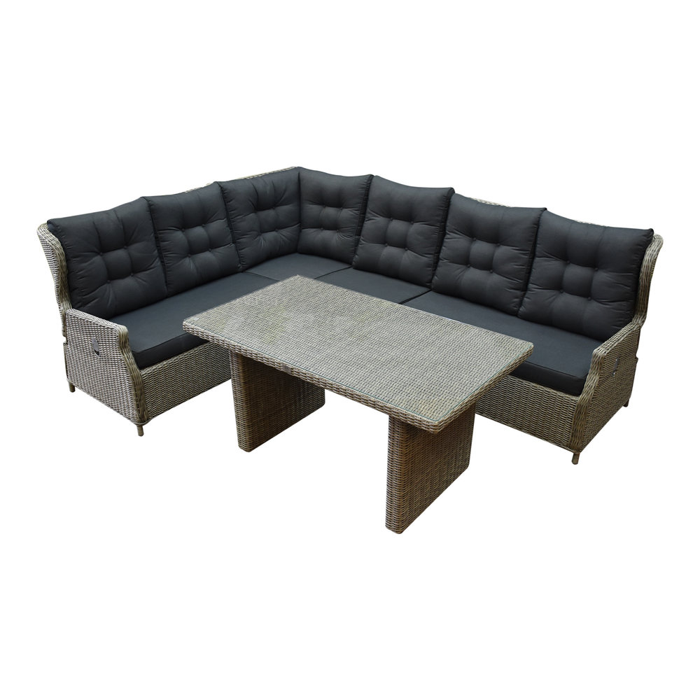 AVH-Collectie Ibiza hoek dining loungeset 7-delig verstelbaar grijs AVH-Collectie Ibiza hoek dining loungeset 7-delig verstelbaar grijs