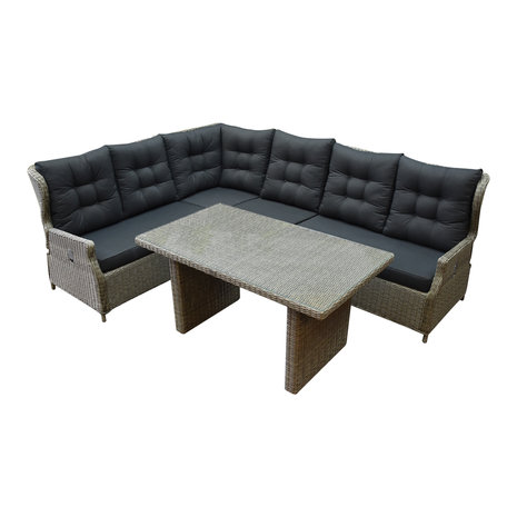 AVH-Collectie Ibiza hoek dining loungeset 7-delig verstelbaar grijs AVH-Collectie Ibiza hoek dining loungeset 7-delig verstelbaar grijs