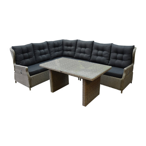 AVH-Collectie Ibiza hoek dining loungeset 7-delig verstelbaar grijs AVH-Collectie Ibiza hoek dining loungeset 7-delig verstelbaar grijs