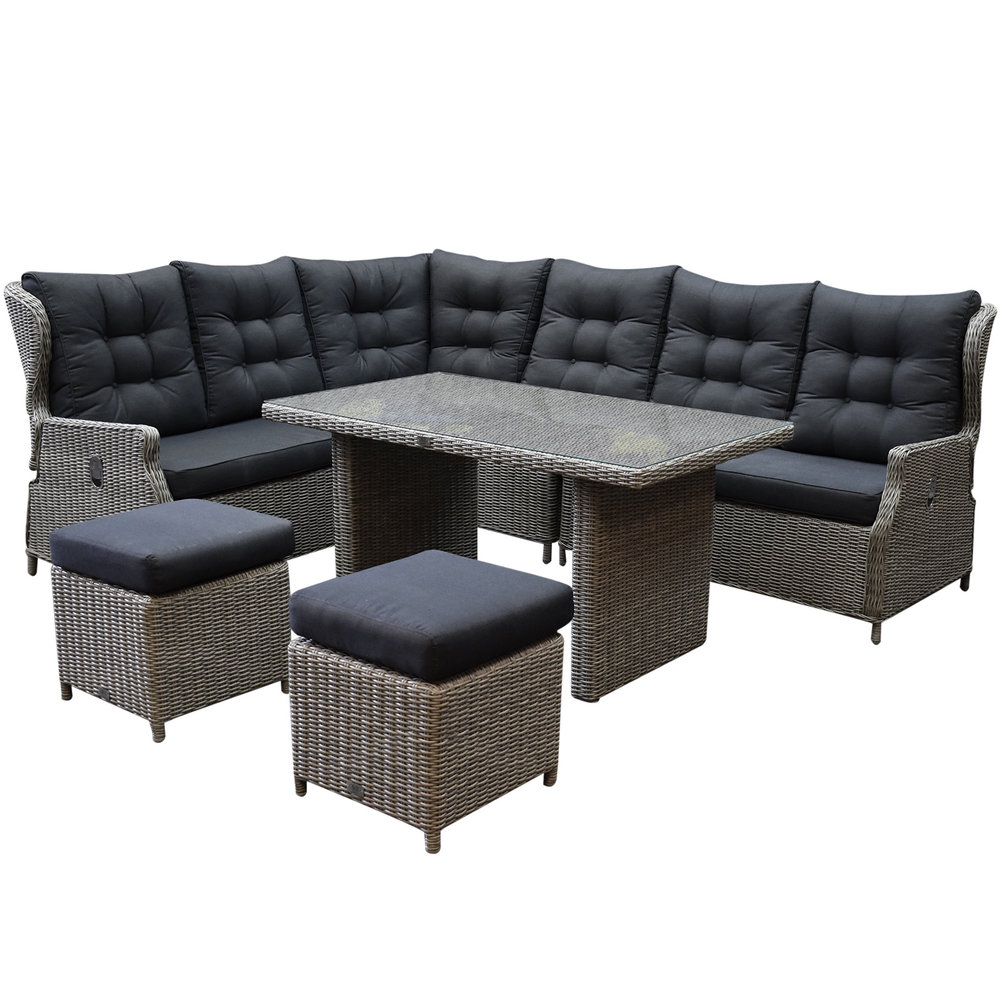 AVH-Collectie Ibiza hoek dining loungeset 7-delig verstelbaar grijs AVH-Collectie Ibiza hoek dining loungeset 7-delig verstelbaar grijs