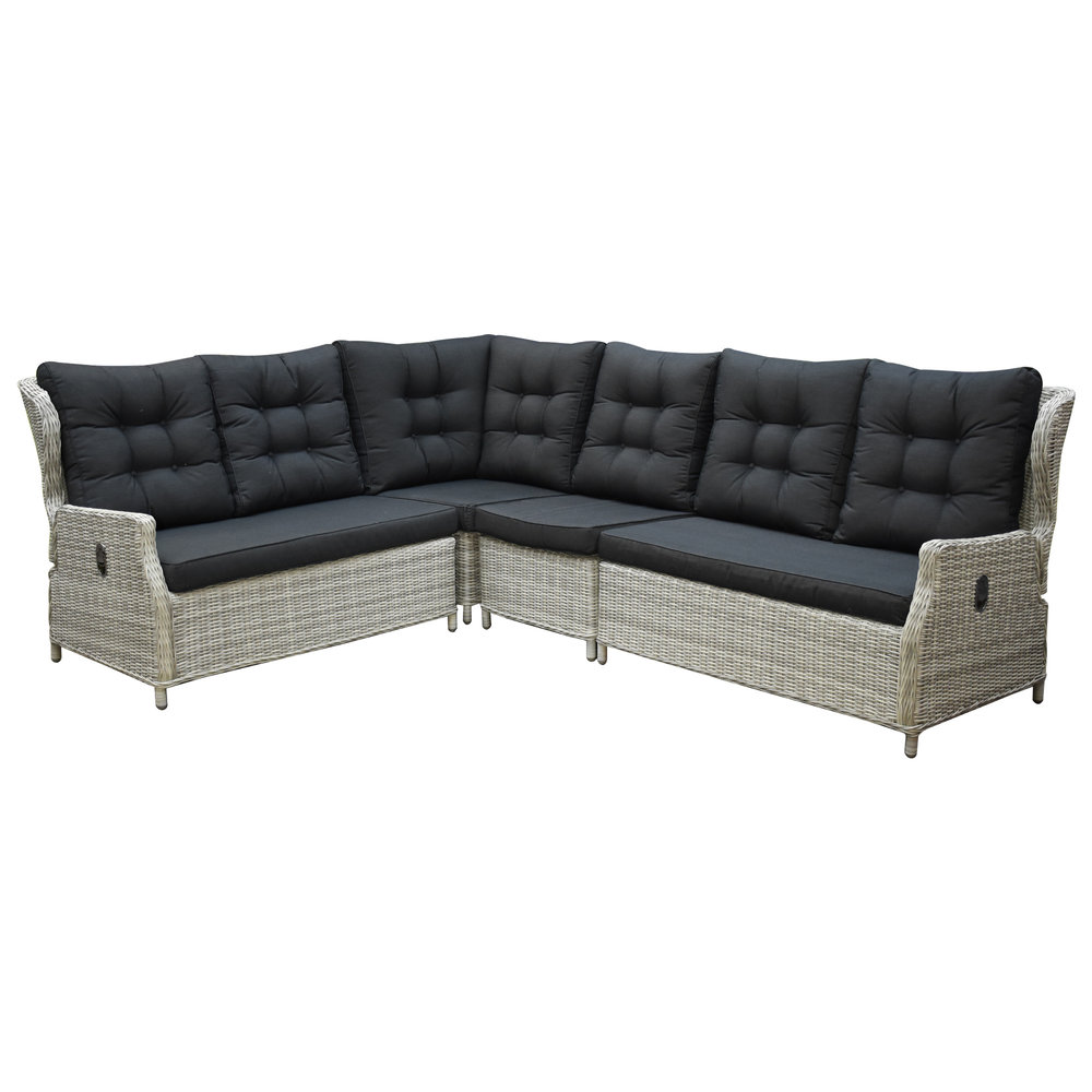 AVH-Collectie Ibiza hoek loungeset 4 delig verstelbaar wit grijs AVH-Collectie Ibiza hoek loungeset 4 delig verstelbaar wit grijs