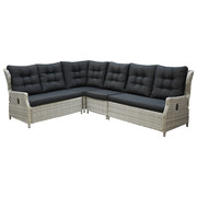 AVH-Collectie Ibiza hoek loungeset 4 delig verstelbaar wit grijs