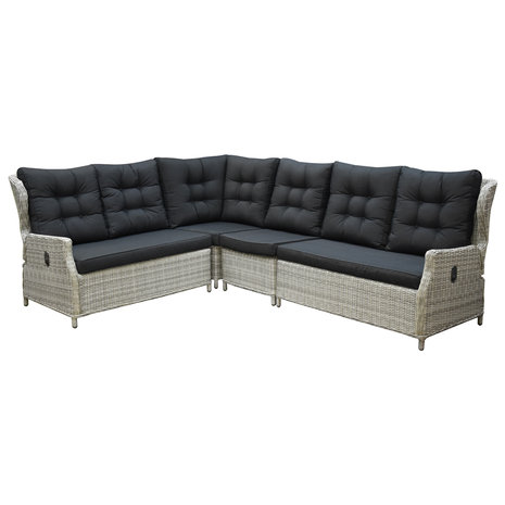 AVH-Collectie Ibiza hoek loungeset 4 delig verstelbaar wit grijs AVH-Collectie Ibiza hoek loungeset 4 delig verstelbaar wit grijs