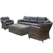 Barakaldo stoel bank loungeset 4 delig bruin grijs wicker