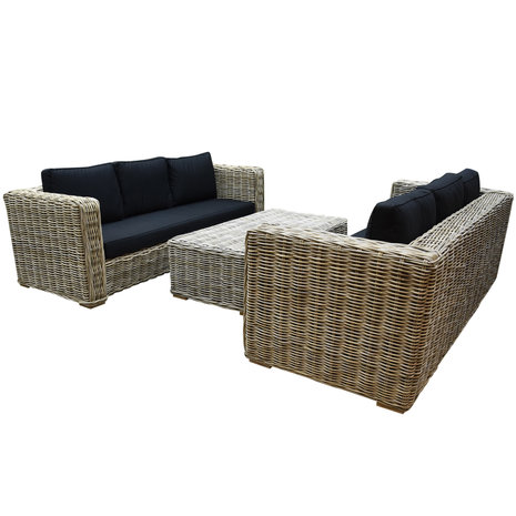 AVH-Collectie Nissah 2,5-zits bank loungeset 3-delig rotan AVH-Collectie Nissah 2,5-zits bank loungeset 3-delig rotan