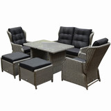AVH-Collectie Ibiza XL stoel-bank loungeset 6-delig verstelbaar grijs AVH-Collectie Ibiza XL stoel-bank loungeset 6-delig verstelbaar grijs