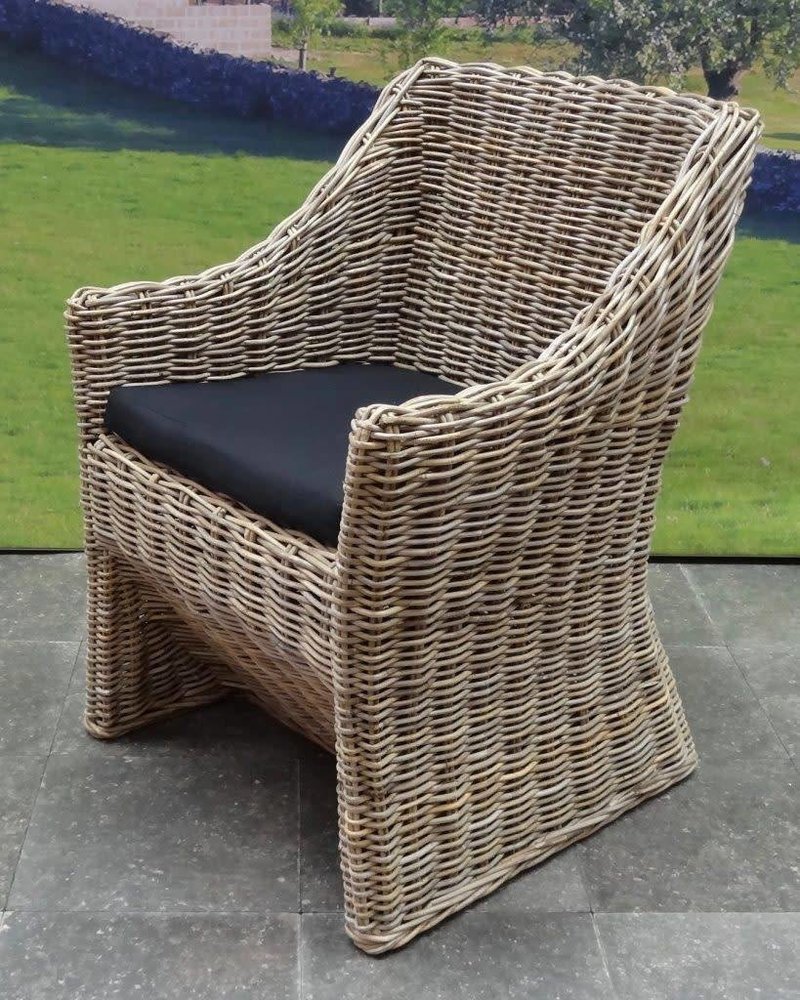 AVH-Collectie Kursi Louise dining tuinstoel naturel rotan - olefin black AVH-Collectie Kursi Louise dining tuinstoel naturel rotan - olefin black