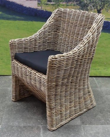 AVH-Collectie Kursi Louise dining tuinstoel naturel rotan - olefin black AVH-Collectie Kursi Louise dining tuinstoel naturel rotan - olefin black