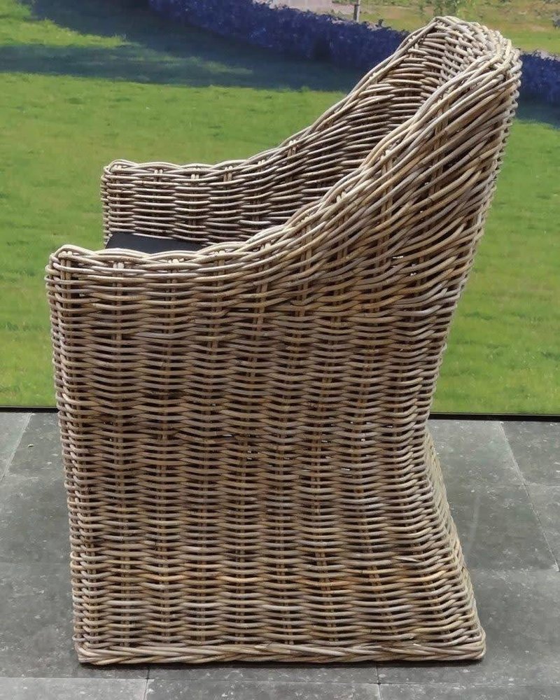 AVH-Collectie Kursi Louise dining tuinstoel naturel rotan - olefin black AVH-Collectie Kursi Louise dining tuinstoel naturel rotan - olefin black