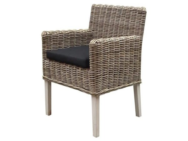 AVH-Collectie Reyhan dining tuinstoel naturel rotan - olefin black AVH-Collectie Reyhan dining tuinstoel naturel rotan - olefin black