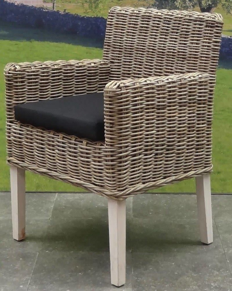 AVH-Collectie Reyhan dining tuinstoel naturel rotan - olefin black AVH-Collectie Reyhan dining tuinstoel naturel rotan - olefin black