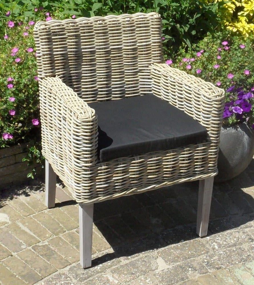 AVH-Collectie Reyhan dining tuinstoel naturel rotan - olefin black AVH-Collectie Reyhan dining tuinstoel naturel rotan - olefin black