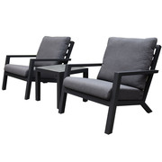 AVH-Collectie Malaga lounge balkonset 3 delig antraciet aluminium