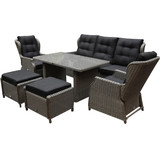 AVH-Collectie Ibiza stoel-bank loungeset 6-delig verstelbaar grijs AVH-Collectie Ibiza stoel-bank loungeset 6-delig verstelbaar grijs