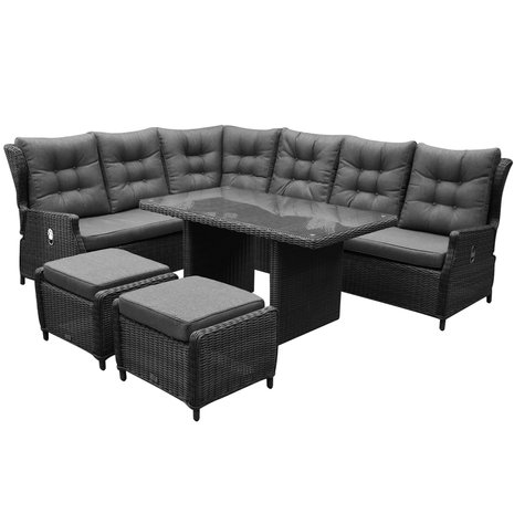 Ibiza premium hoek dining loungeset 7 delig antraciet Ibiza premium hoek dining loungeset 7 delig antraciet