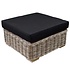 Nissah voetenbank 75x75xH43 cm naturel rotan - olefin black Nissah voetenbank 75x75xH43 cm naturel rotan - olefin black