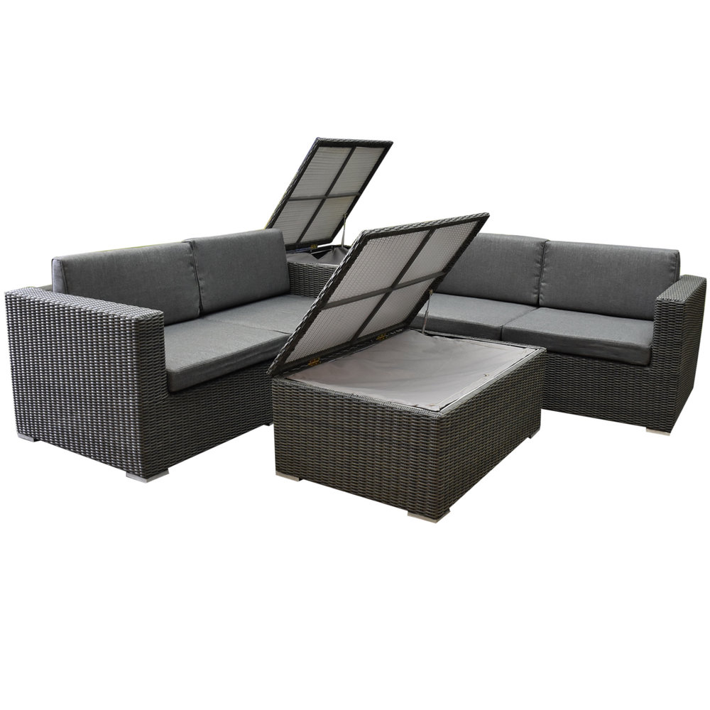 Saba premium hoek loungeset 4-delig met opbergboxen - AVH Outdoor