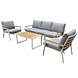 AVH-Collectie Porto stoel-bank loungeset 4-delig wit aluminium teak AVH-Collectie Porto stoel-bank loungeset 4-delig wit aluminium teak