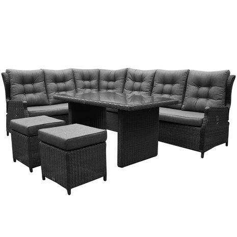 Ibiza premium hoek dining loungeset 7 delig antraciet Ibiza premium hoek dining loungeset 7 delig antraciet