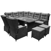 AVH-Collectie Ibiza premium hoek dining loungeset 9 delig antraciet