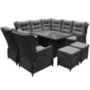 Ibiza premium hoek dining loungeset 8 delig antraciet