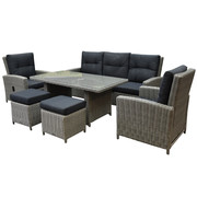 AVH-Collectie San Marino stoel-bank dining loungeset verstelbaar 6-delig  grijs