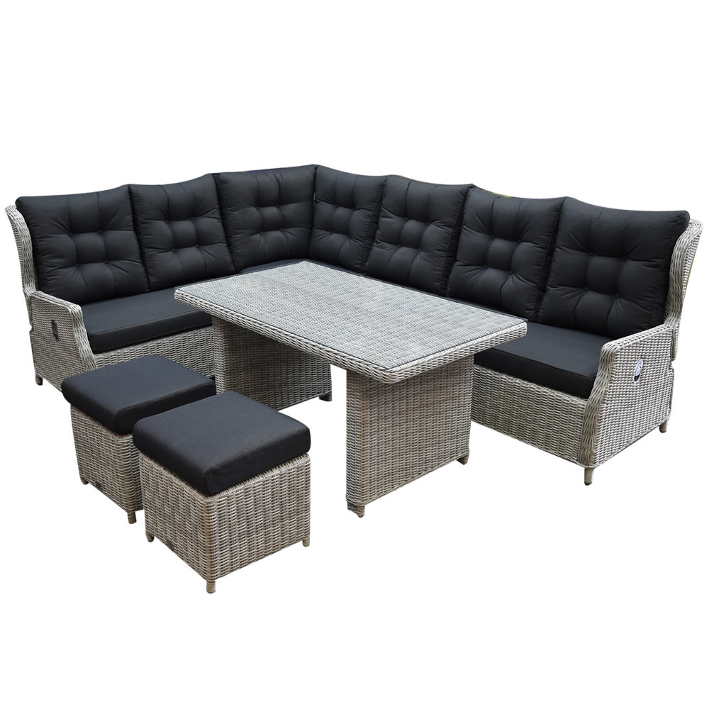 AVH-Collectie Ibiza hoek dining loungeset 7-delig verstelbaar wit-grijs AVH-Collectie Ibiza hoek dining loungeset 7-delig verstelbaar wit-grijs