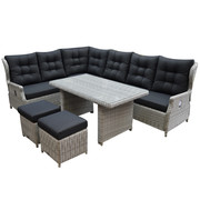 AVH-Collectie Ibiza hoek dining loungeset 7-delig verstelbaar wit-grijs