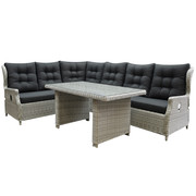 AVH-Collectie Ibiza hoek dining loungeset 5-delig verstelbaar wit grijs