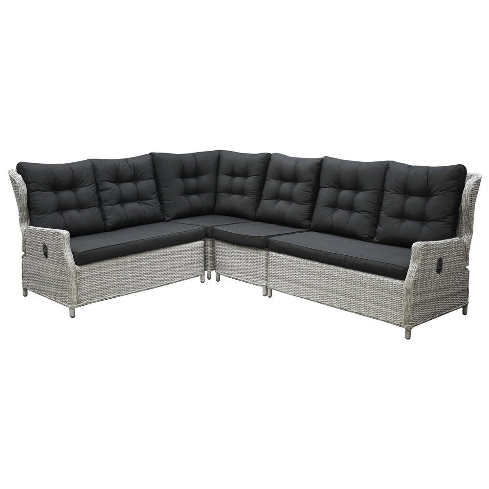 AVH-Collectie Ibiza hoek dining loungeset 5-delig verstelbaar wit grijs AVH-Collectie Ibiza hoek dining loungeset 5-delig verstelbaar wit grijs