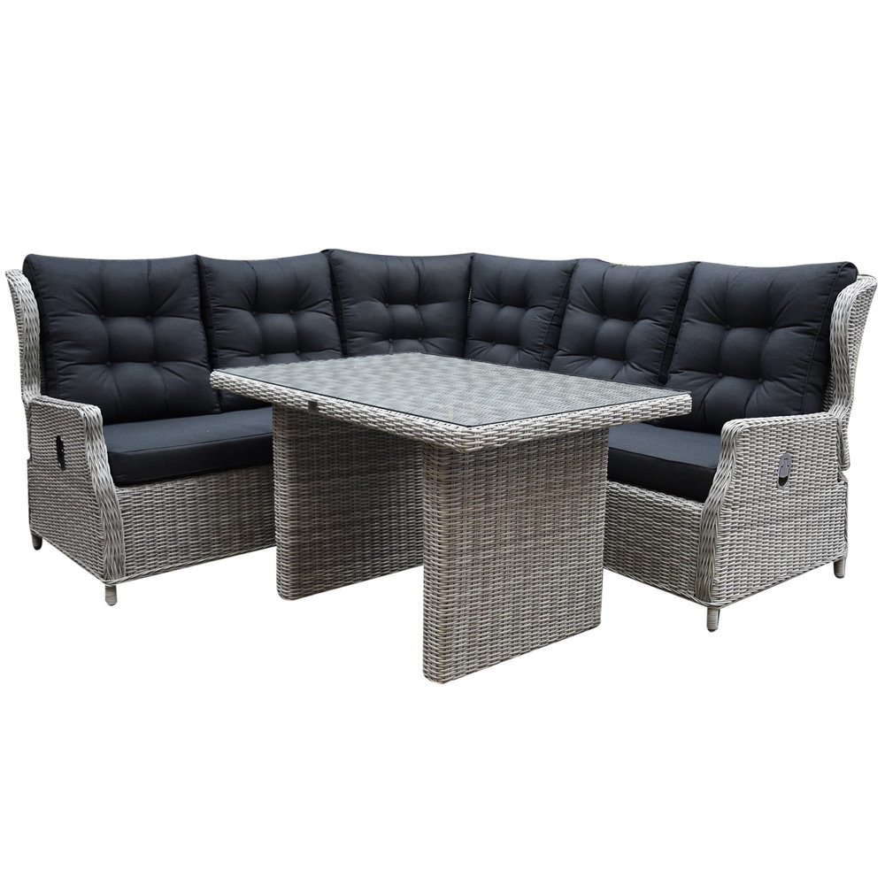 AVH-Collectie Ibiza hoek dining loungeset 4-delig verstelbaar wit grijs 120cm tafel AVH-Collectie Ibiza hoek dining loungeset 4-delig verstelbaar wit grijs 120cm tafel