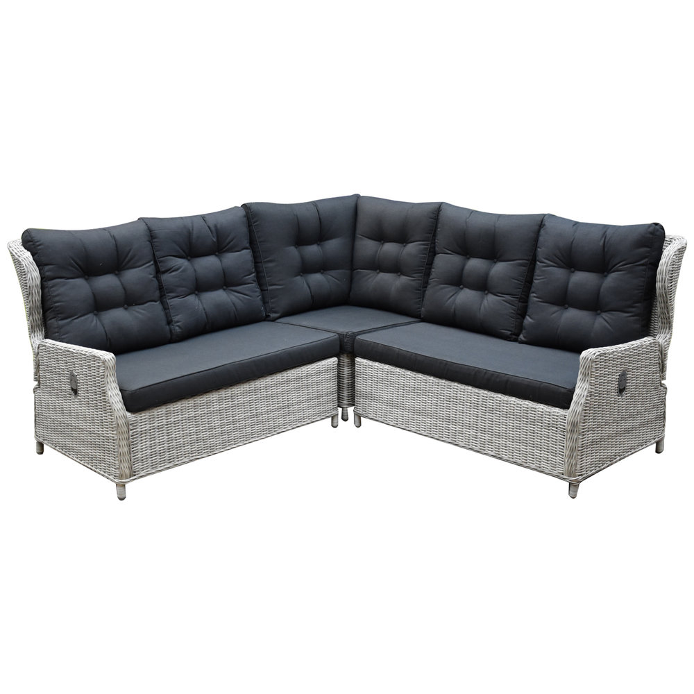 AVH-Collectie Ibiza hoek dining loungeset 4-delig verstelbaar wit grijs 120cm tafel AVH-Collectie Ibiza hoek dining loungeset 4-delig verstelbaar wit grijs 120cm tafel