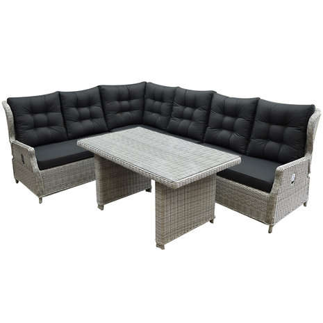 AVH-Collectie Ibiza hoek dining loungeset 5-delig verstelbaar wit grijs AVH-Collectie Ibiza hoek dining loungeset 5-delig verstelbaar wit grijs