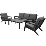 AVH-Collectie Malaga stoel-bank loungeset 4-delig antraciet aluminium