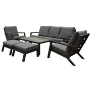 AVH-Collectie Malaga stoel bank loungeset 6 delig antraciet aluminium