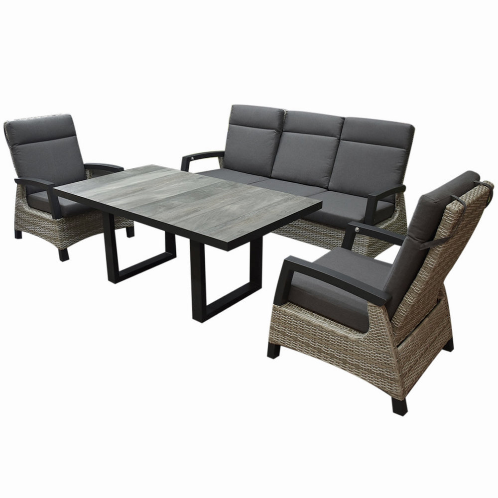 AVH-Collectie Dallas stoel bank dining loungeset 4 delig verstelbaar grijs AVH-Collectie Dallas stoel bank dining loungeset 4 delig verstelbaar grijs