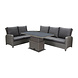 AVH-Collectie Florida hoek dining loungeset 5-delig verstelbare tafel bruin-grijs AVH-Collectie Florida hoek dining loungeset 5-delig verstelbare tafel bruin-grijs