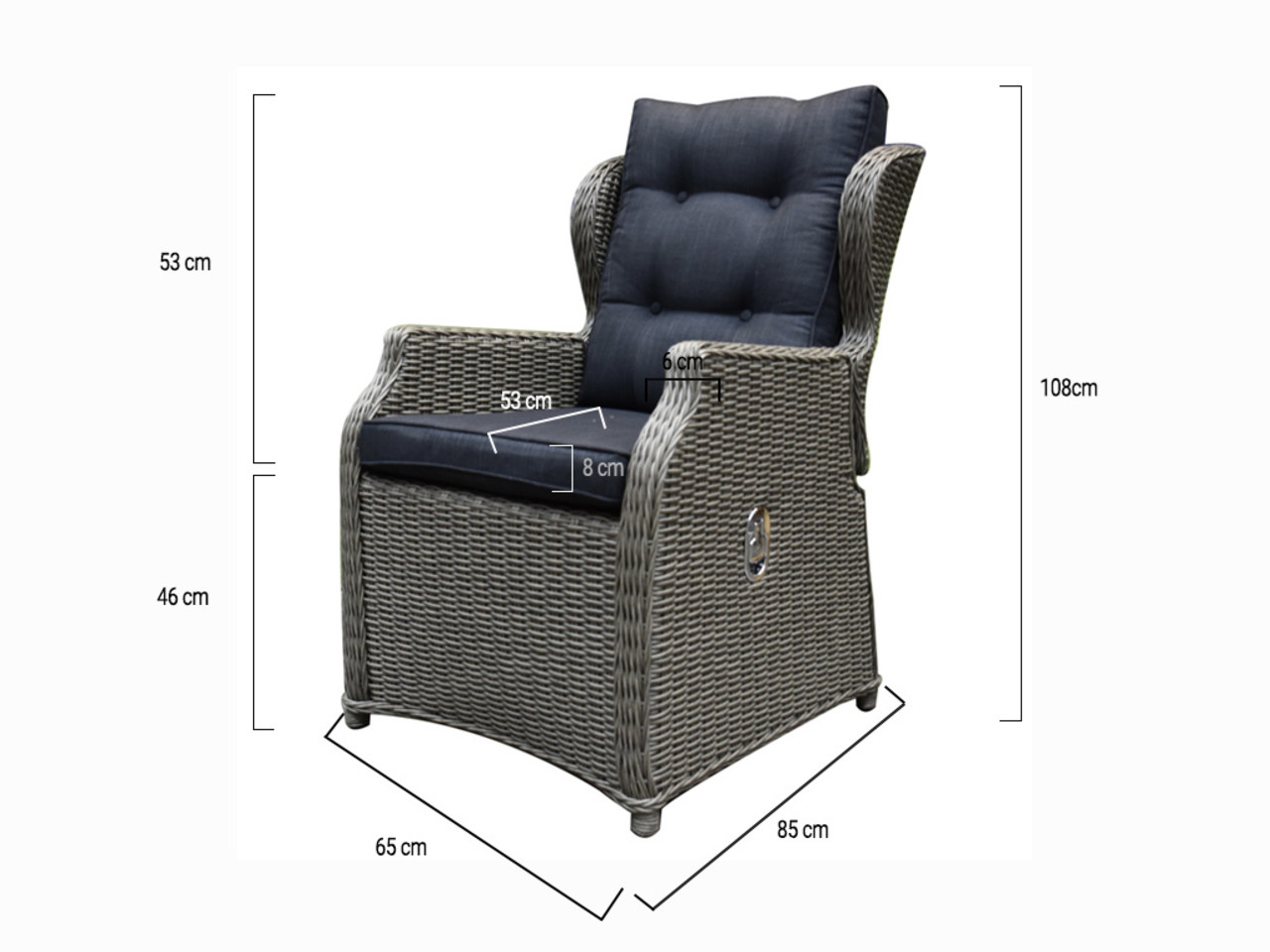 AVH-Collectie Ibiza XL dining tuinstoel verstelbaar grijs AVH-Collectie Ibiza XL dining tuinstoel verstelbaar grijs