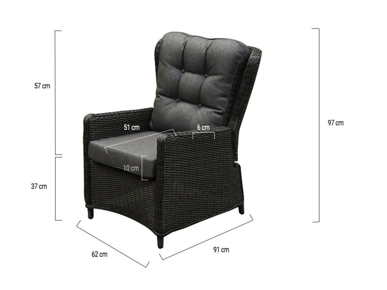 Marina premium lounge tuinstoel verstelbaar antraciet Marina premium lounge tuinstoel verstelbaar antraciet