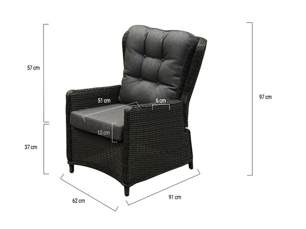 Marina premium lounge tuinstoel verstelbaar antraciet Marina premium lounge tuinstoel verstelbaar antraciet