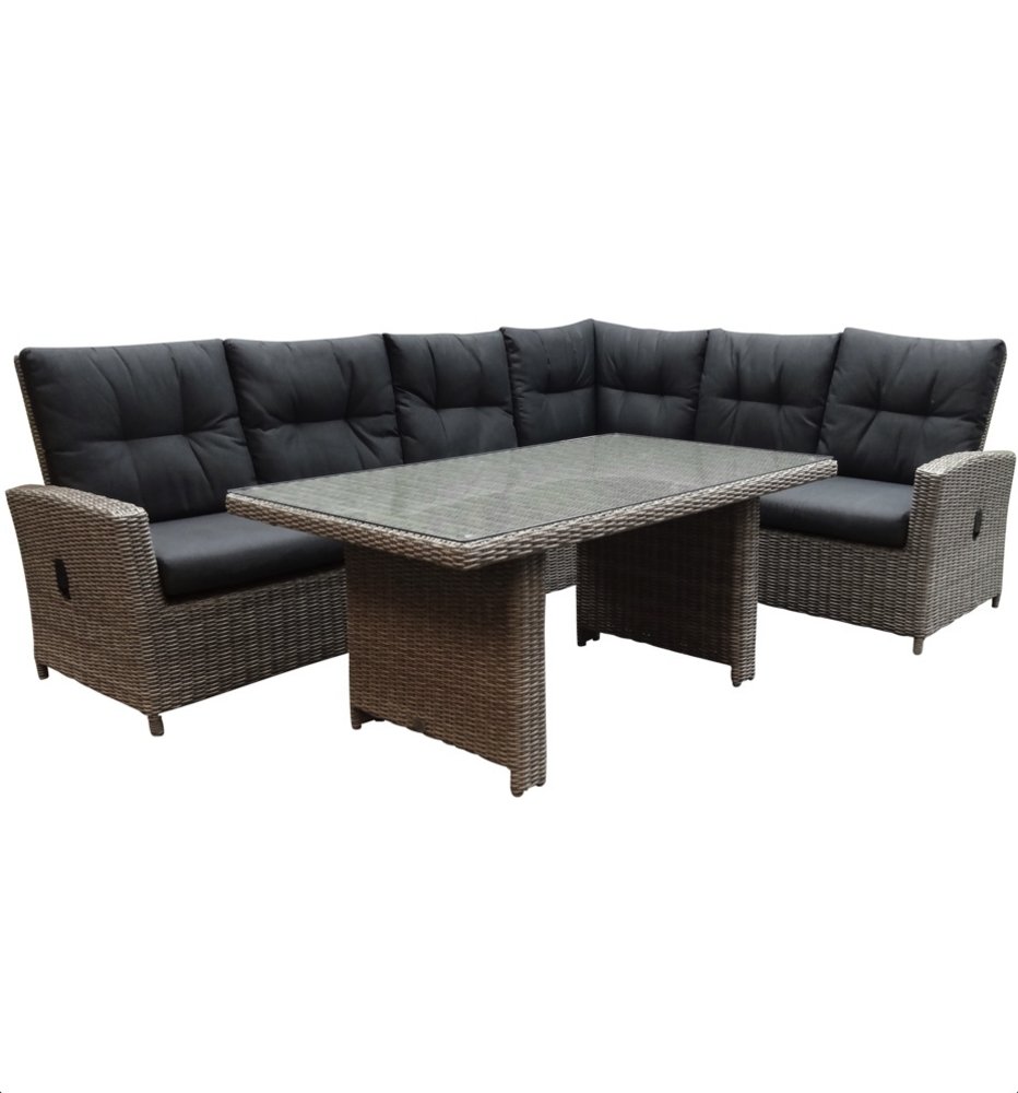 AVH-Collectie San Marino hoek dining loungeset rechts verstelbaar 3-delig grijs AVH-Collectie San Marino hoek dining loungeset rechts verstelbaar 3-delig grijs