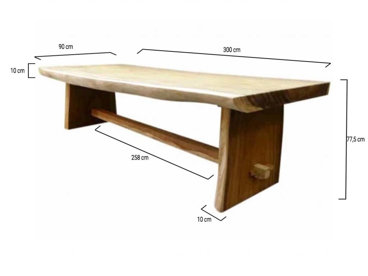 AVH-Collectie Boomstamtafel 300x90xH77,5 cm - bladdikte 10 cm AVH-Collectie Boomstamtafel 300x90xH77,5 cm - bladdikte 10 cm