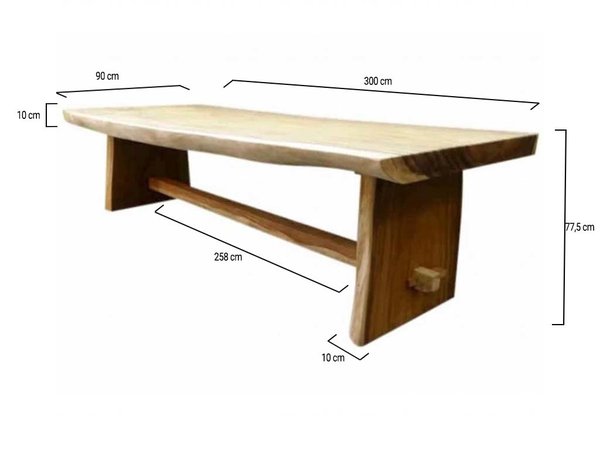 AVH-Collectie Boomstamtafel 300x90xH77,5 cm - bladdikte 10 cm AVH-Collectie Boomstamtafel 300x90xH77,5 cm - bladdikte 10 cm