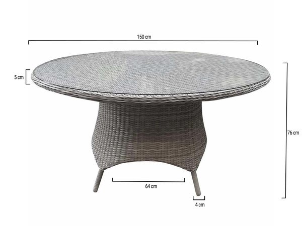 AVH-Collectie Riccione dining tuintafel 150 cm rond wit grijs AVH-Collectie Riccione dining tuintafel 150 cm rond wit grijs