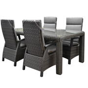AVH-Collectie Tunis Bergamo dining tuinset verstelbaar 180x100xH78 cm antraciet 5 delig