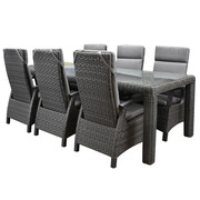 AVH-Collectie Tunis Bergamo dining tuinset verstelbaar 240x100xH78 cm antraciet 7 delig
