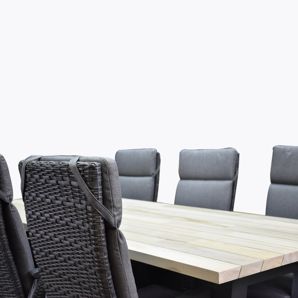 AVH-Collectie Tunis Derby dining tuinset verstelbaar 240x100xH78 cm antraciet 7 delig