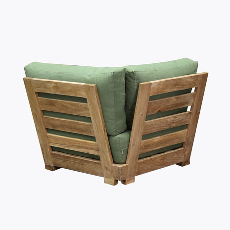 AVH-Collectie Casablanca hoek loungeset 4 delig teakhout met groene kussens AVH-Collectie Casablanca hoek loungeset 4 delig teakhout met groene kussens