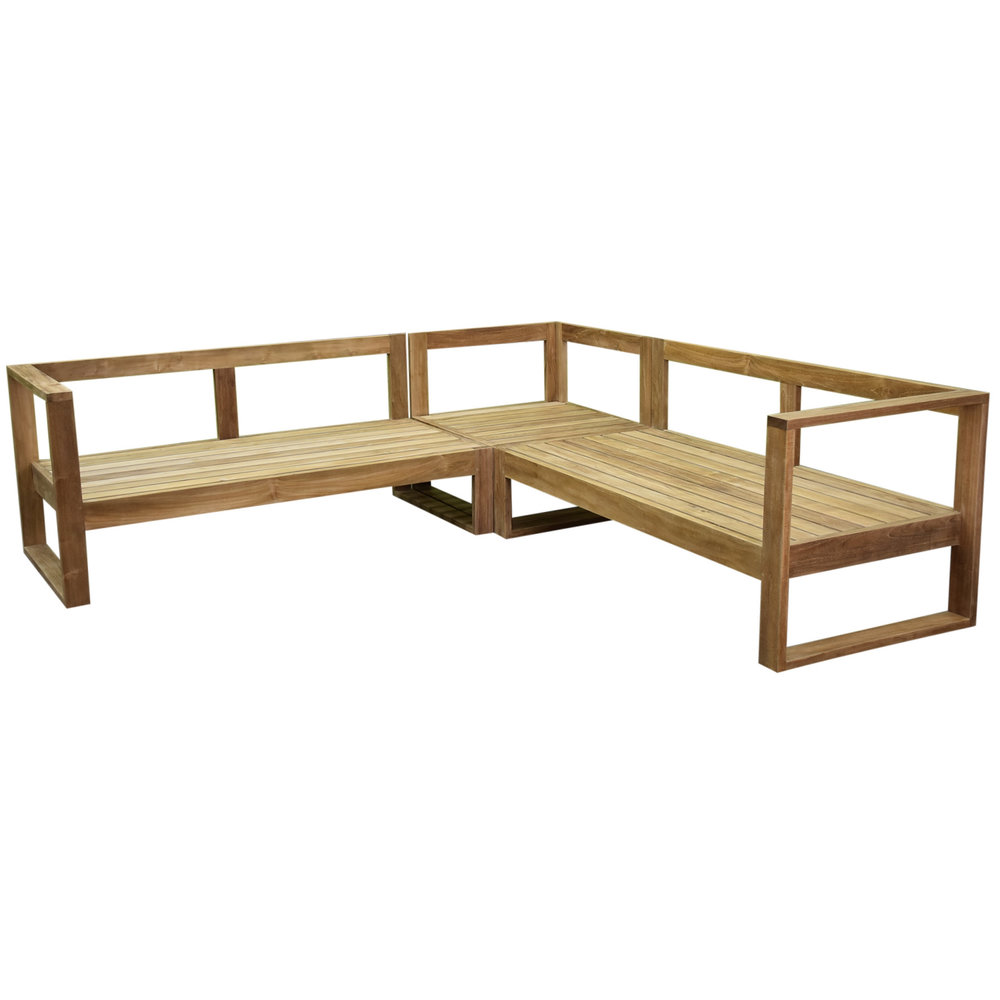 AVH-Collectie Dubai hoek loungeset 3 delig teak AVH-Collectie Dubai hoek loungeset 3 delig teak