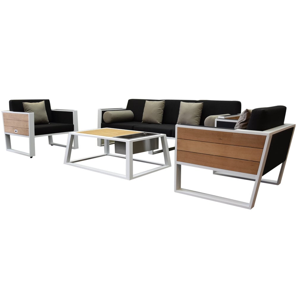 York stoel-bank loungeset 4-delig wit aluminium - AVH Outdoor